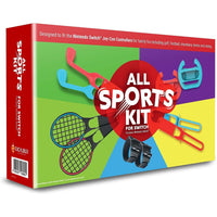 All Sports 10 in 1 Kit for Switch - Racing Wheels, Tennis Rackets, Golf Clubs, Leg/Arm Straps & Swords Nintendo Switch